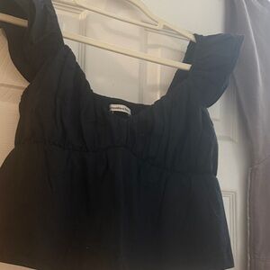 Abercrombie & Fitch Black Ruffled Strap Camisole